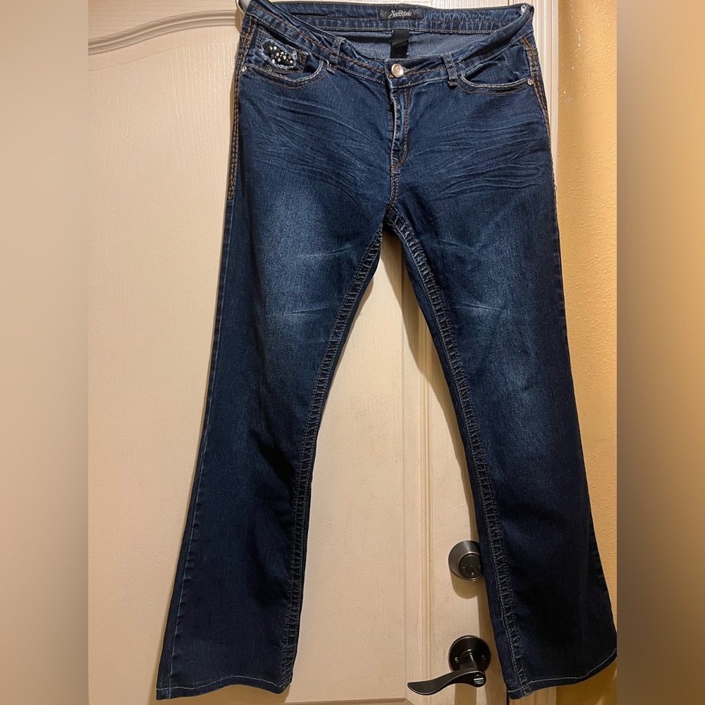 South Pole Jeans juniors size 13 brown Stitch. Jewel embellishments